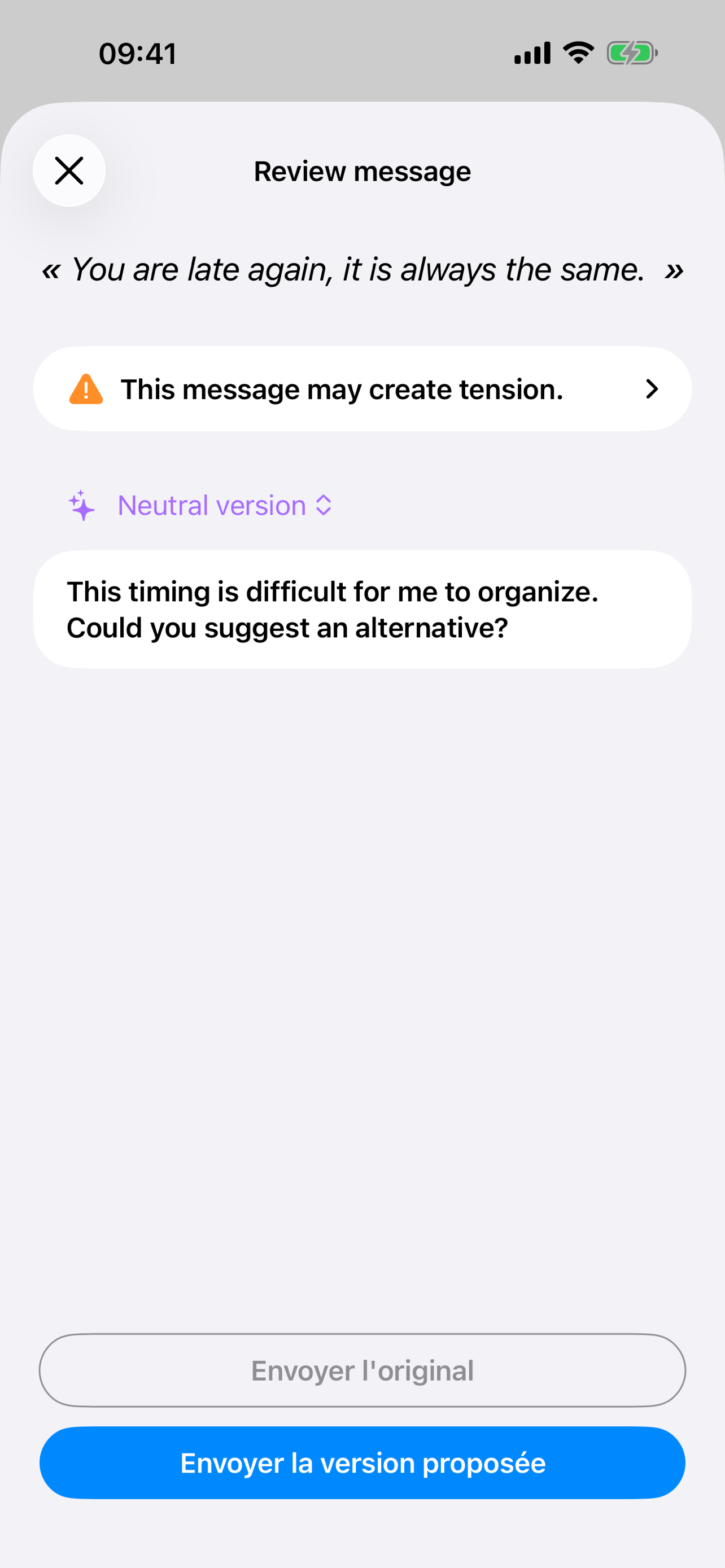 Between message writing help screenshot